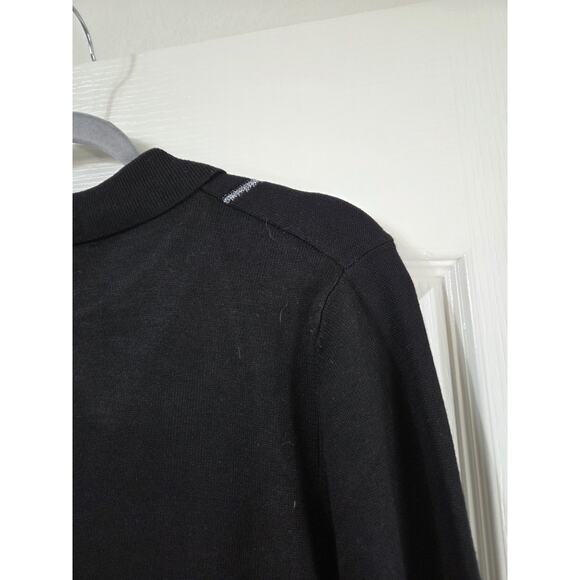 Cable & Gauge Rhinestone Glitter Black Silver Collared Chic Sweater NWT Medium - Picture 11 of 13